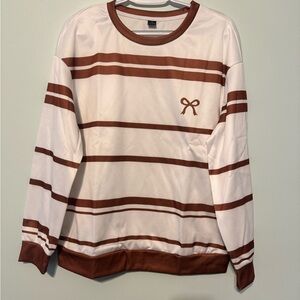 Women’s Brown and White Striped Sweater